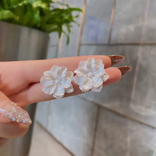 Load image into Gallery viewer, LATS White Enamel Flower Stud Earrings for Women Folded Unique Design Multi-layers Floral Female Small Earrings 2024 New Brincos