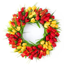 Load image into Gallery viewer, Simulation Pink Tulip Wreath Wedding Decoration Wall Hanging Wreath Artificial Flowers Wreath Spring Decor For Door Garden