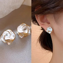 Load image into Gallery viewer, LATS White Enamel Flower Stud Earrings for Women Folded Unique Design Multi-layers Floral Female Small Earrings 2024 New Brincos