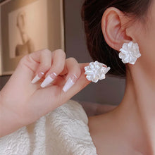 Load image into Gallery viewer, LATS White Enamel Flower Stud Earrings for Women Folded Unique Design Multi-layers Floral Female Small Earrings 2024 New Brincos