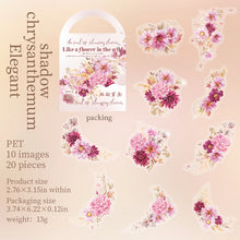 Load image into Gallery viewer, 20 Pcs PET Pink flowers Stickers Transparent Deco Decals For Scrapbooking Stick Labels Junk Journal Supplies