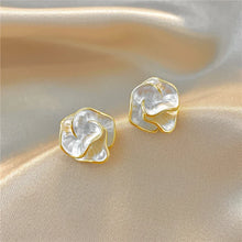 Load image into Gallery viewer, LATS White Enamel Flower Stud Earrings for Women Folded Unique Design Multi-layers Floral Female Small Earrings 2024 New Brincos
