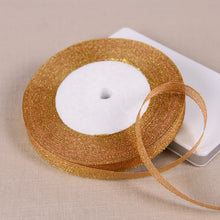 Load image into Gallery viewer, 1/4&quot; (6mm) 25yards Gold Silver Metallic Glitter Ribbons For DIY Crafts Sewing Fabric Christmas Party Wedding Supplies Gift Wrap