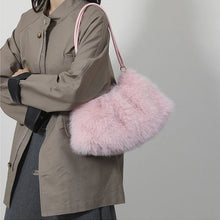 Load image into Gallery viewer, Women&#39;s Autumn and Winter Handbag Imitation Fur Fashion Hundred with Plush Bag Solid Color Large Capacity Zipper Shoulder Bag
