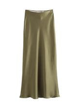 Load image into Gallery viewer, Willshela Women Fashion Satin Solid Pleated Midi Skirt Vintage Mid Elastic Waist Female Chic Lady Skirts