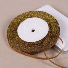 Load image into Gallery viewer, 1/4&quot; (6mm) 25yards Gold Silver Metallic Glitter Ribbons For DIY Crafts Sewing Fabric Christmas Party Wedding Supplies Gift Wrap