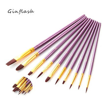 Load image into Gallery viewer, 6/10pcs set Nylon Hair Paint Brush Set Drawing Art Supplies