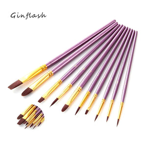 6/10pcs set Nylon Hair Paint Brush Set Drawing Art Supplies