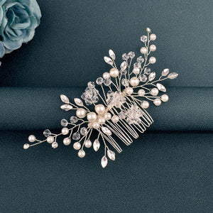 A83 Fashion Wedding Hair Accessories Alloy Leaves Bridal Hair Clips for Women Headpieces Handmade Rhinestone Bride Headdress