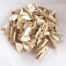 Load image into Gallery viewer, 50pcs/lot Red Heart Love Wooden Clothes Photo Paper Peg Pin Mini Clothespin Postcard Clips Home Wedding Decoration Stationery