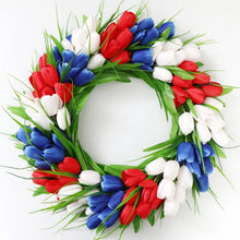 Load image into Gallery viewer, Simulation Pink Tulip Wreath Wedding Decoration Wall Hanging Wreath Artificial Flowers Wreath Spring Decor For Door Garden