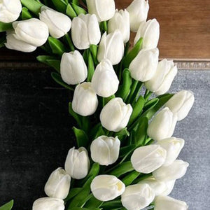 Simulation Pink Tulip Wreath Wedding Decoration Wall Hanging Wreath Artificial Flowers Wreath Spring Decor For Door Garden