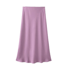 Load image into Gallery viewer, Willshela Women Fashion Satin Solid Pleated Midi Skirt Vintage Mid Elastic Waist Female Chic Lady Skirts
