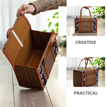 Load image into Gallery viewer, Picnic Woven Basket Wicker Storage Bag Handle Folded Fruit Shopping Food Handle Rattan Grass Foldable Bamboo Basket