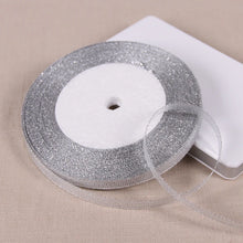 Load image into Gallery viewer, 1/4&quot; (6mm) 25yards Gold Silver Metallic Glitter Ribbons For DIY Crafts Sewing Fabric Christmas Party Wedding Supplies Gift Wrap