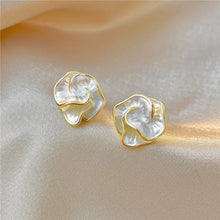 Load image into Gallery viewer, LATS White Enamel Flower Stud Earrings for Women Folded Unique Design Multi-layers Floral Female Small Earrings 2024 New Brincos