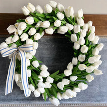 Load image into Gallery viewer, Simulation Pink Tulip Wreath Wedding Decoration Wall Hanging Wreath Artificial Flowers Wreath Spring Decor For Door Garden