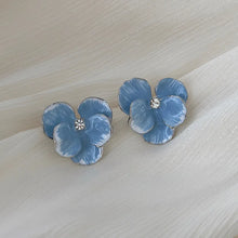 Load image into Gallery viewer, LATS White Enamel Flower Stud Earrings for Women Folded Unique Design Multi-layers Floral Female Small Earrings 2024 New Brincos