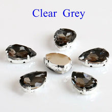Load image into Gallery viewer, Glass Rhinestones! Drop Shape Diamond With Claw Sew On Teardrop Strass Metal Base Buckle Crystal Stone For Clothes