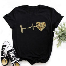 Load image into Gallery viewer, Summer New 90 &#39;s Leopard Heartbeat Short Sleeve Print Clothing Women&#39;s T-Shirt Harajuku Graphic Clothing Women&#39;s Top,Drop Ship
