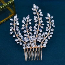 Load image into Gallery viewer, A83 Fashion Wedding Hair Accessories Alloy Leaves Bridal Hair Clips for Women Headpieces Handmade Rhinestone Bride Headdress