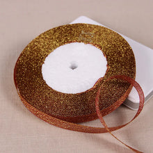 Load image into Gallery viewer, 1/4&quot; (6mm) 25yards Gold Silver Metallic Glitter Ribbons For DIY Crafts Sewing Fabric Christmas Party Wedding Supplies Gift Wrap
