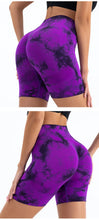 Load image into Gallery viewer, High Waist Butt Lift Shorts Women Seamless Tie Dye Shorts Gym Workout Running High Elastic Fashion Knit Slim Three Point Pants