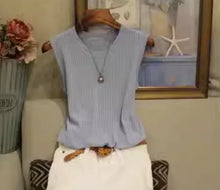 Load image into Gallery viewer, 1pcs Summer New Fashion Knitted Vests O-neck Sleeveless Casual Thin Tops