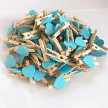 Load image into Gallery viewer, 50pcs/lot Red Heart Love Wooden Clothes Photo Paper Peg Pin Mini Clothespin Postcard Clips Home Wedding Decoration Stationery