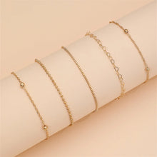 Load image into Gallery viewer, 5pcs/Set Simple Style Thin Chain Bracelet Set Elegant Hand Love Hollow Beaded Chain Bracelet Chain Jewelry Decoration Daily Wear