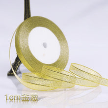 Load image into Gallery viewer, 1/4&quot; (6mm) 25yards Gold Silver Metallic Glitter Ribbons For DIY Crafts Sewing Fabric Christmas Party Wedding Supplies Gift Wrap