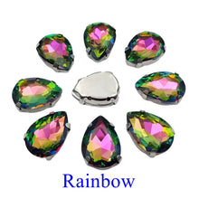 Load image into Gallery viewer, Glass Rhinestones! Drop Shape Diamond With Claw Sew On Teardrop Strass Metal Base Buckle Crystal Stone For Clothes