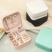 Load image into Gallery viewer, Portable Mini Jewelry Storage Box Travel Organizer Jewelry Case Leather Storage Earrings Necklace Ring Jewelry Organizer Display