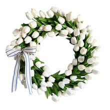 Load image into Gallery viewer, Simulation Pink Tulip Wreath Wedding Decoration Wall Hanging Wreath Artificial Flowers Wreath Spring Decor For Door Garden