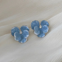 Load image into Gallery viewer, LATS White Enamel Flower Stud Earrings for Women Folded Unique Design Multi-layers Floral Female Small Earrings 2024 New Brincos