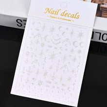 Load image into Gallery viewer, 1pcs 3D Bronzing Gold Love Heart Nail Art Stickers Y2K Holographic Stars Sun Sliders Starlight DIY Decals Manicure Decoration