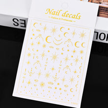 Load image into Gallery viewer, 1pcs 3D Bronzing Gold Love Heart Nail Art Stickers Y2K Holographic Stars Sun Sliders Starlight DIY Decals Manicure Decoration