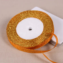 Load image into Gallery viewer, 1/4&quot; (6mm) 25yards Gold Silver Metallic Glitter Ribbons For DIY Crafts Sewing Fabric Christmas Party Wedding Supplies Gift Wrap