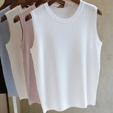 Load image into Gallery viewer, 1pcs Summer New Fashion Knitted Vests O-neck Sleeveless Casual Thin Tops
