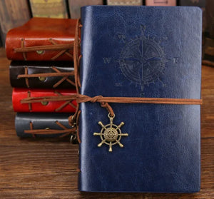 Writing Journal Spiral Notebook Diary Notepad Vintage Nautical Pirate Anchors PU Leather Retro Pendants Note Book Sketchbook