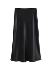 Load image into Gallery viewer, Willshela Women Fashion Satin Solid Pleated Midi Skirt Vintage Mid Elastic Waist Female Chic Lady Skirts