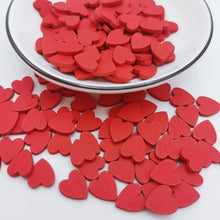 Load image into Gallery viewer, 100pcs 15mm Mini Wood Natural Hollow Love Heart Cutout Wooden DIY Arts Crafts Valentine&#39;s Day Wedding Table Confetti Decorations