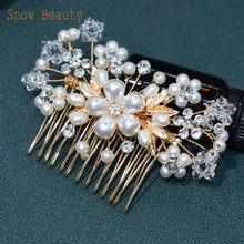 Load image into Gallery viewer, A83 Fashion Wedding Hair Accessories Alloy Leaves Bridal Hair Clips for Women Headpieces Handmade Rhinestone Bride Headdress