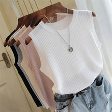 Load image into Gallery viewer, 1pcs Summer New Fashion Knitted Vests O-neck Sleeveless Casual Thin Tops
