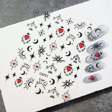 Load image into Gallery viewer, 1pcs 3D Bronzing Gold Love Heart Nail Art Stickers Y2K Holographic Stars Sun Sliders Starlight DIY Decals Manicure Decoration