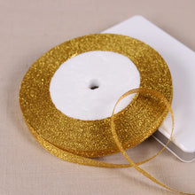 Load image into Gallery viewer, 1/4&quot; (6mm) 25yards Gold Silver Metallic Glitter Ribbons For DIY Crafts Sewing Fabric Christmas Party Wedding Supplies Gift Wrap