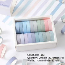Load image into Gallery viewer, 20 rolls Washi Tape Set Simple Thin Masking Tape For DIY Arts Crafts Gift Wrapping Journaling Scrapbooking Labeling Coding Deco