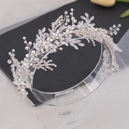 Crystal Pearl Headband Tiara For Women Rhinestone Hairband Pageant Party Bridal Wedding Hair Accessories Jewelry Headband Gift