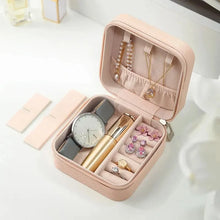Load image into Gallery viewer, Portable Mini Jewelry Storage Box Travel Organizer Jewelry Case Leather Storage Earrings Necklace Ring Jewelry Organizer Display