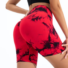 Load image into Gallery viewer, High Waist Butt Lift Shorts Women Seamless Tie Dye Shorts Gym Workout Running High Elastic Fashion Knit Slim Three Point Pants